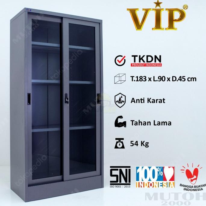

BEST SALES LEMARI ARSIP LEMARI BESI PINTU KACA SLIDING GESER VIP V-602 SALE
