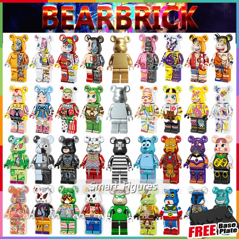 [Hot Sale]brickbear Minifigures Santa Claus Bear Elk Bear Luffy Bear Goku Bear Snowman Beruang Mini Angka Mainan Hadiah