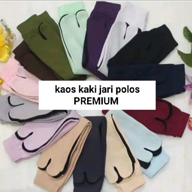 Kaos kaki jari polos PREMIUM nilon spandek premium saize L (sebetis)