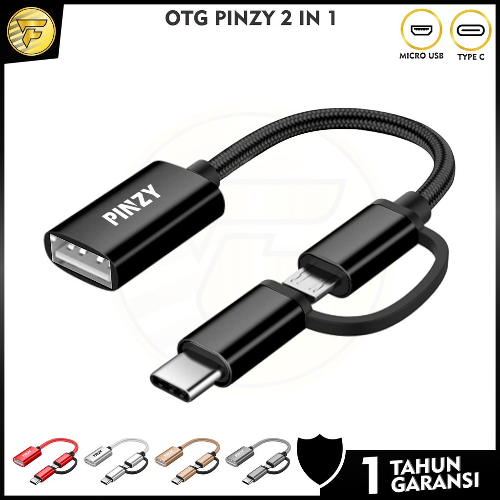 PINZY OTG 2in1 Type C Micro USB kabel konektor data transfer conveter HP Tablet android