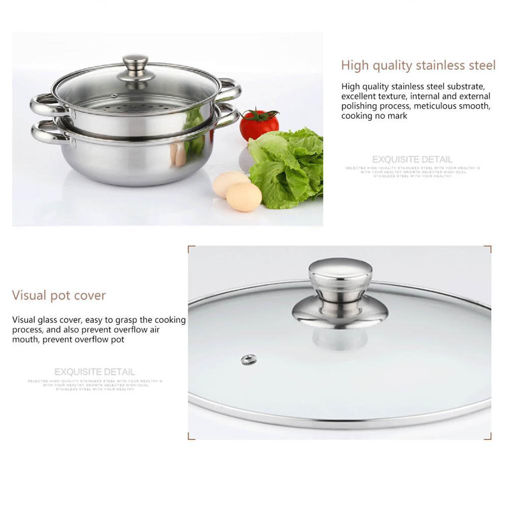 28cm Double Layer Steamer Multifungsi Steam Grid Pot Stainless Steel Masak Mengukus Panci Boiler Hotel Restoran