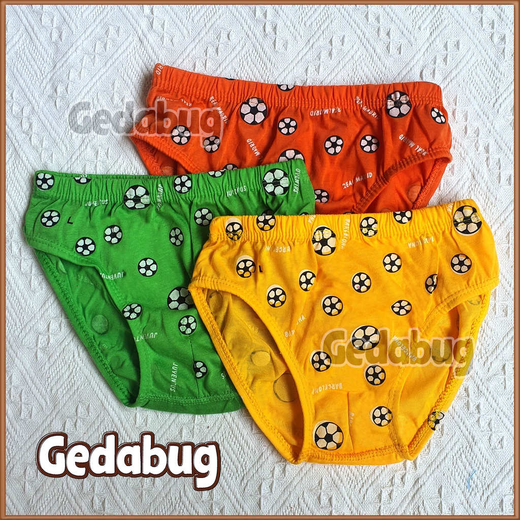 6 Pcs - Celana dalam anak HT-Man Kids Motif Bola | CD Karet kerut ukuran | Size S-XL Gedabug