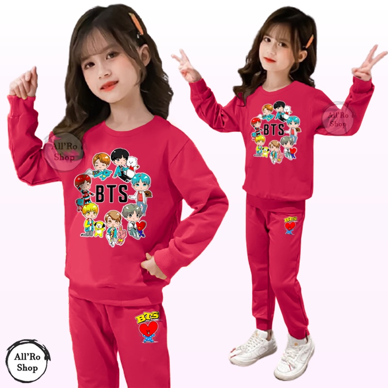 Setelan Anak Seragam Senam Lengan Panjang Set Anak Motif BTS Lengan dan Celana Panjang Usia 5 sd 13 Tahun ARS 0004