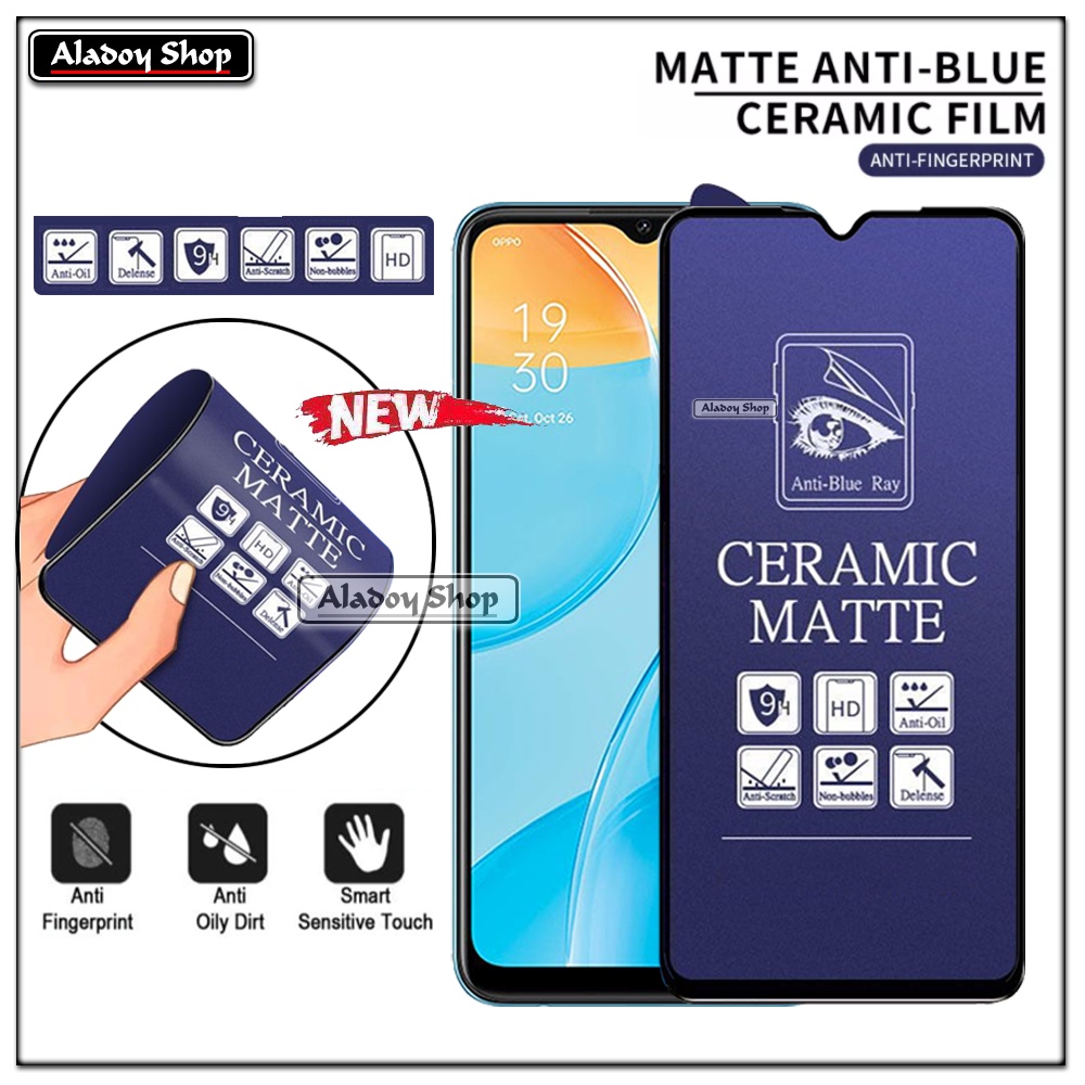 PAKET 3IN1 Anti Gores Blue Matte Anti Glare Oppo A15/A15S + Tempered Glass Camera dan Skin Carbon