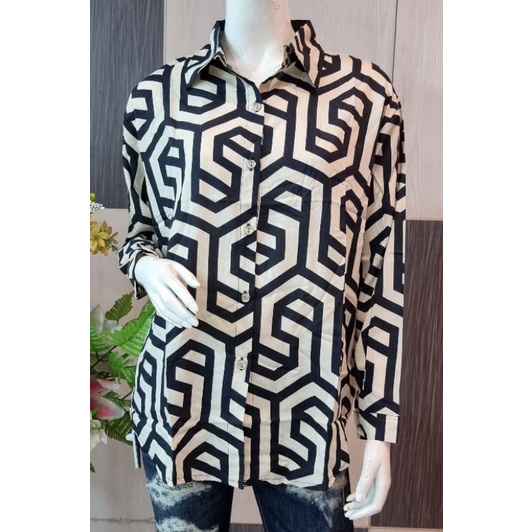 Blus Noura Rayon Motif Lengan Panjang Ld 110cm
