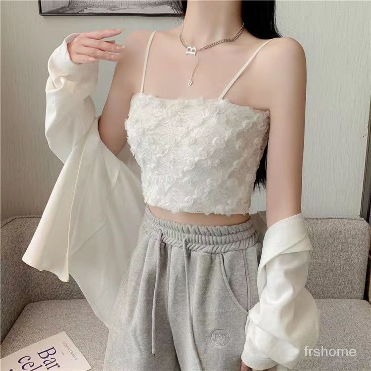 Renda kamisol dengan desain dada perempuan niche gadis-gadis 'pakaian dalam di luar musim panas Pera