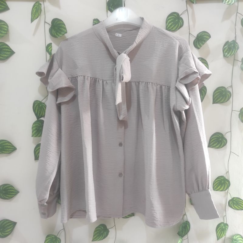 NL114 baju kemeja wanita cringkle terbaru polos tali