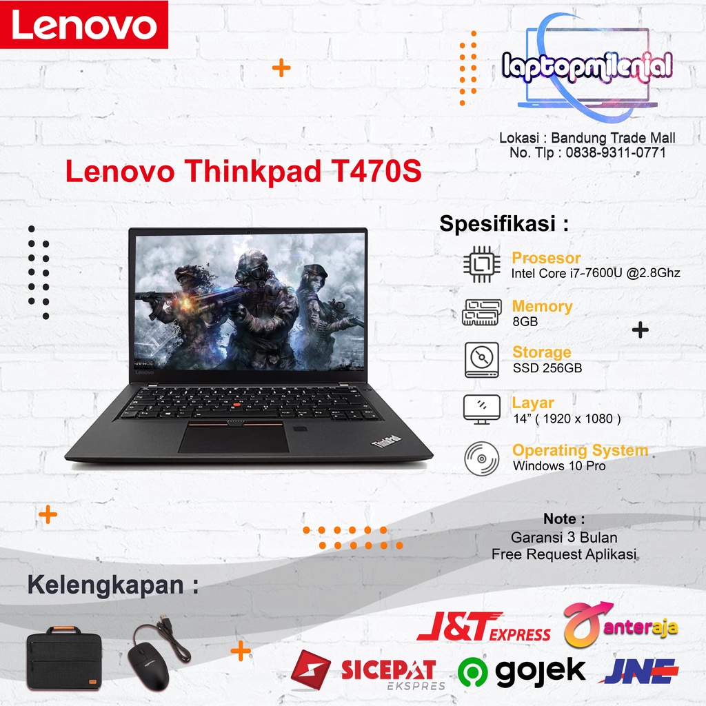 Lenovo Thinkpad T470s Intel Core i7-7600U RAM 8GB SSD 256GB 14&quot; FHD Win 10