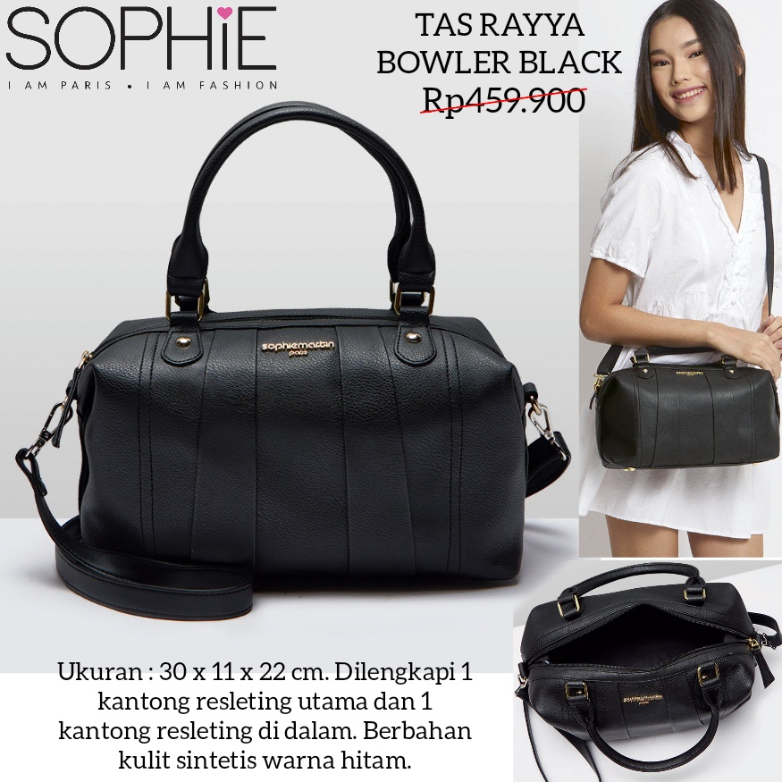 TAS RAYYA BOWLER BLACK SALEM SOPHIE MARTIN PARIS PROMO TAS SELEMPANG BAHU WANITA WARNA HITAM BAG