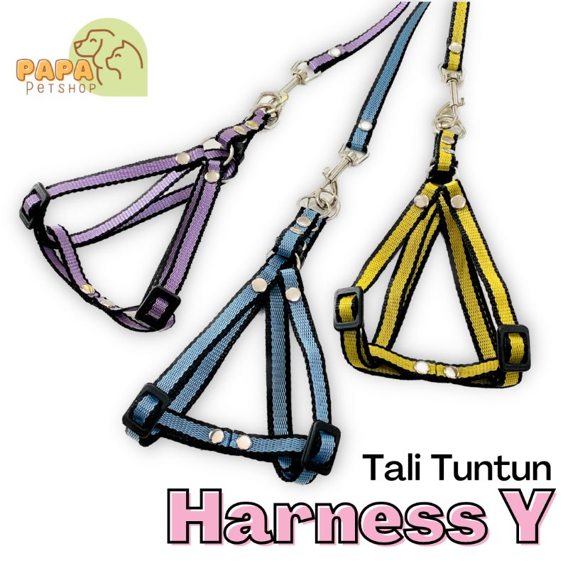 Harness Y Tali Tuntun Hewan Peliharaan Harnes Leash Kucing anjing kecil puppy musang otter Kitten Pu