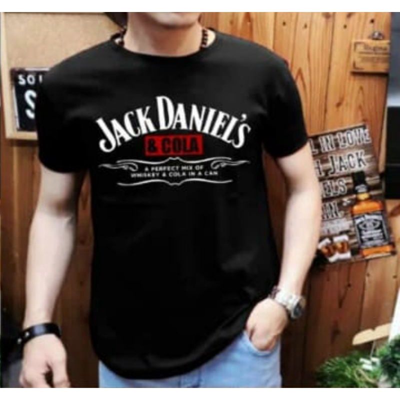 Kaos Distro Pria Jack and cola T shirt Cowok Kaos Oblong Baju Pria Dewasa Lengan Pendek