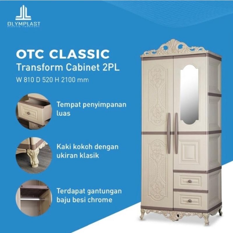 (Khusus Wilayah Palembang) Lemari Pakaian Olymplast OTC Classic 2PL/3PL Lemari Pakaian Olymplast Cla