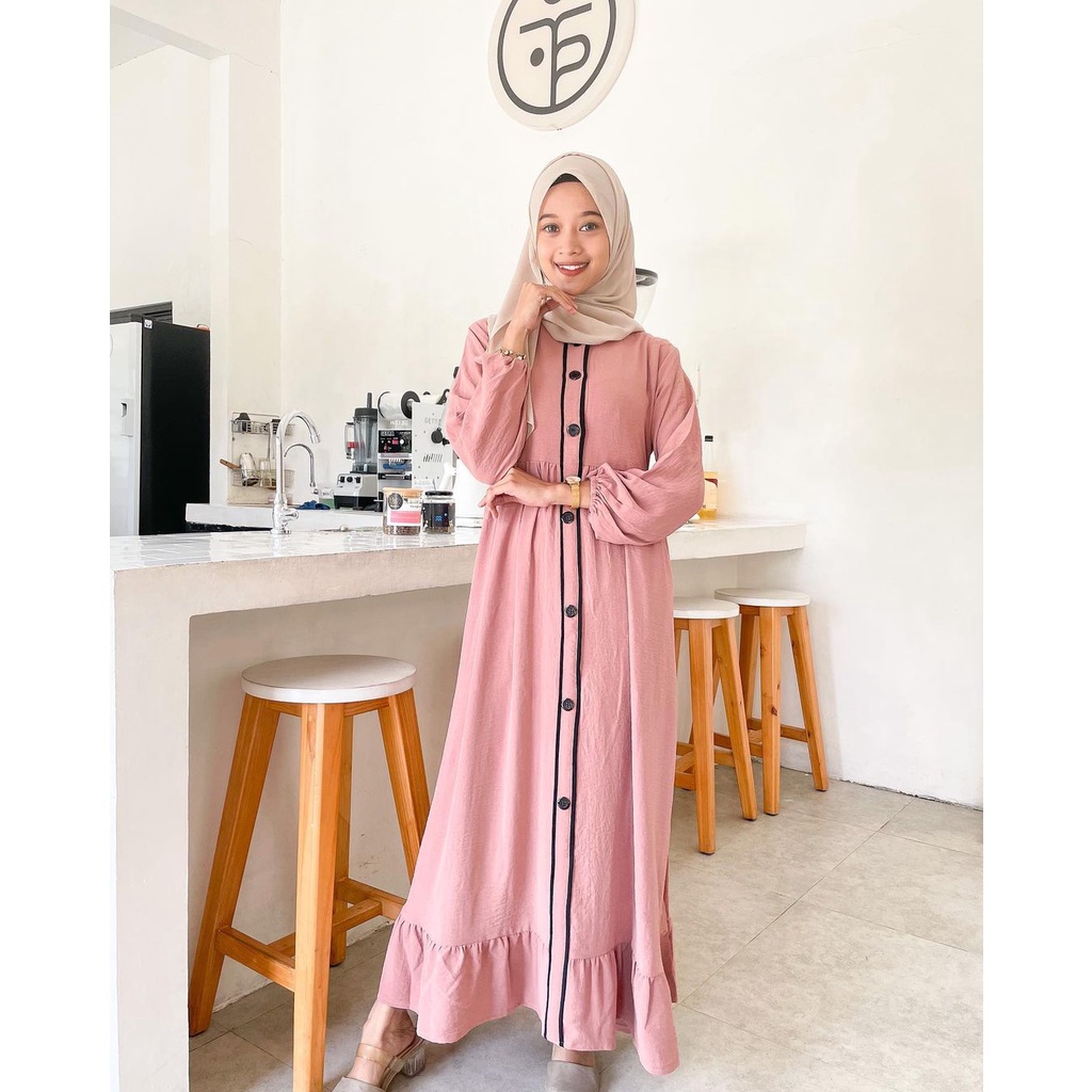 DRESS CRINKLE AIRFLOW / GAMIS DRESS FULL KANCING CRINKLE PREMIUM / GAMIS BUSUI FRIENDLY