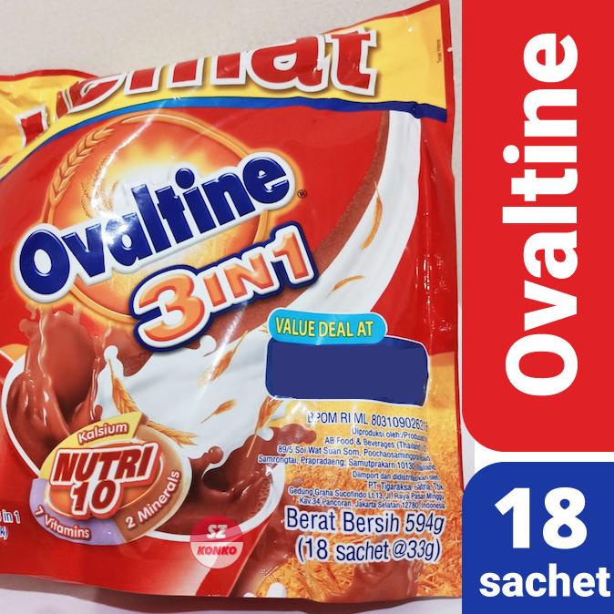 

Ovaltine 3 in 1 Hemat 594gr isi 18 sachet - Malt Coklat bukan swiss TERLARIS TERPERCAYA ORIGINAL