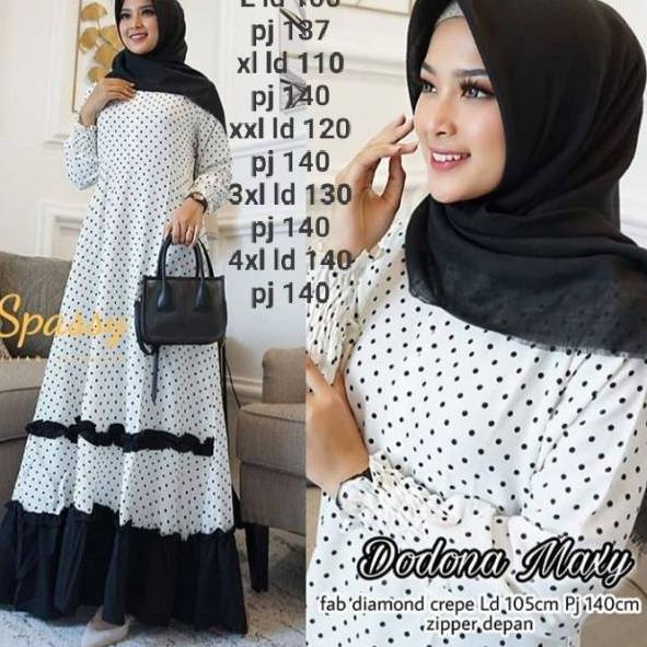 {PKK.10De22ᴿ} GAMIS DODONA POLOS POLKADOT JUMBO UP TO LD 140 BAHAN MOSCRAPE HALUS