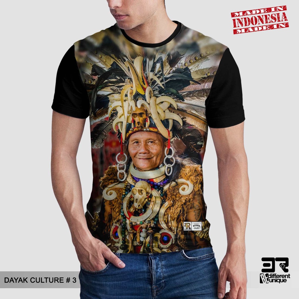 [  ] KAOS DISTRO PRINTING GAMBAR KALIMANTAN DAYAK CULTURE 3 - BAJU INDONESIA SUKU ADAT BUDAYA MOTIF 