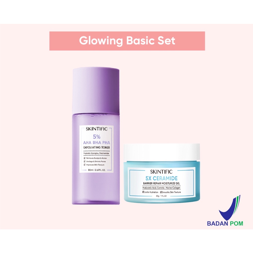 [Ready Stock] ori SKINTIFIC 2PCS Glowing Toner Set 5X Ceramide Barrier Repair Moisture Gel Moisturizer Pelembab Wajah Facial Cream &amp; 5% Aha Bha Pha Exfoliating Toner Face Toner Skin Toner Exfoliasi[BPOM]