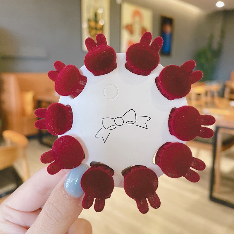 10poni Depan Jepit Rambut Poni Samping Beludru flocking love Kupu-Kupu Kelinci Klip Kecil