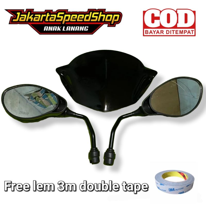 Paketan variasi visor bahan akrilik plus spion click thailand pnp all new honda beat free lem 3m