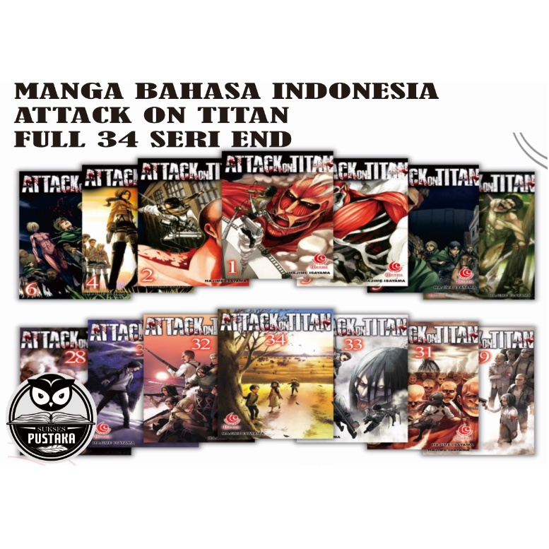 [INDONESIA] BUKU KOMIK ATTACK ON TITAN FULL SERIES PLUS STIKER - SHINGEKI NO KYOJIN - MANGA HAJIME ISAYAMA [ORIGINAL]