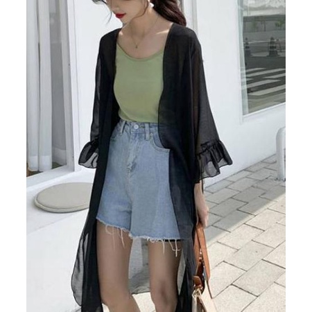 ➭➱✥❄ Korean Women Chiffon Long Cardigan Kardigan Sifon Polos Panjang 887 (S-L) Terupdate