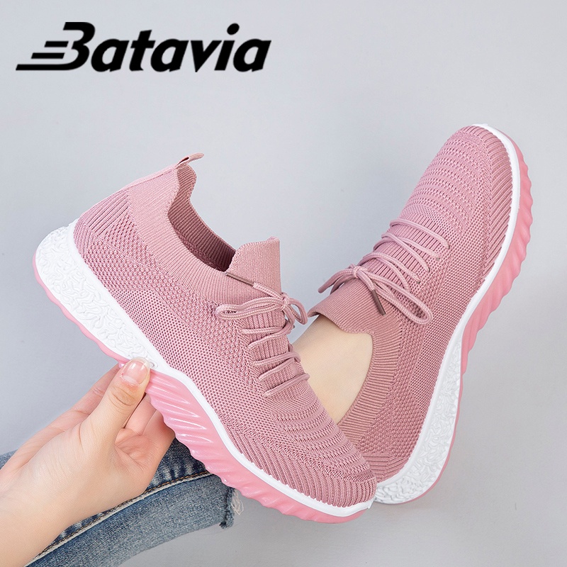 Batavia Sepatu wanita anyaman terbang impor model terbaru sepatu sekolah sepatu kasual N22