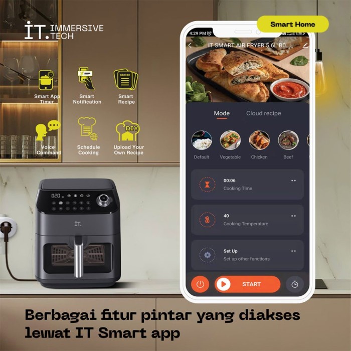 IT Smart Air Fryer B02 - Kapasitas 5.6 L 1350 Watt- B 02 Garansi Resmi