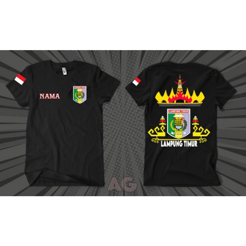 Kaos Baju Siger Lampung 012 Panjang/Pendek (siger Lampung kabupaten LamTim) Bahan katun combed 24S