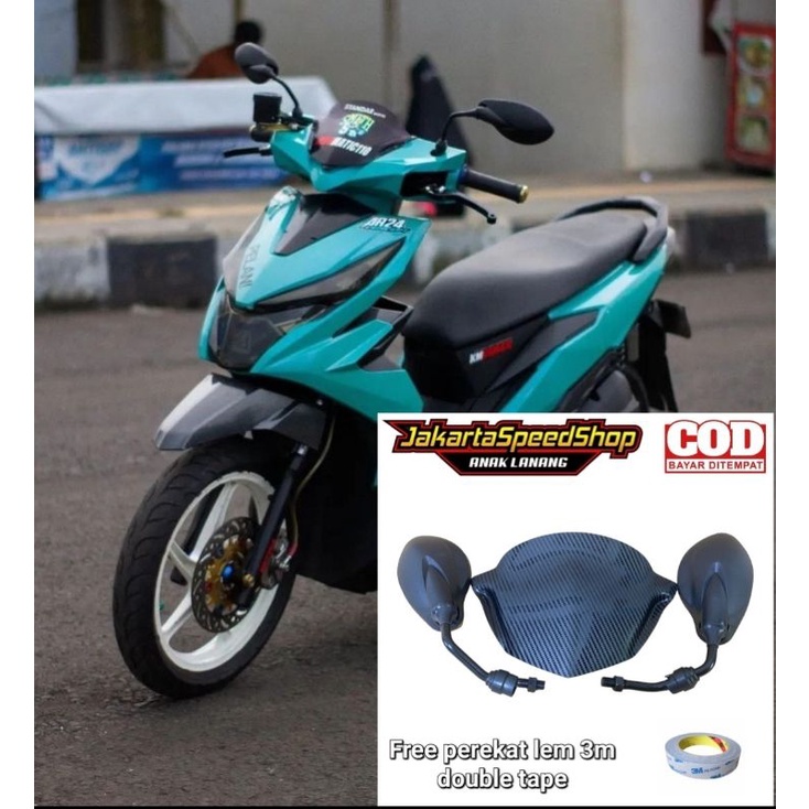 Paket spion x1 plus visor variasi bahan akrilik carbon pnp beat new esp &amp; beat karbu free lem 3m double tape