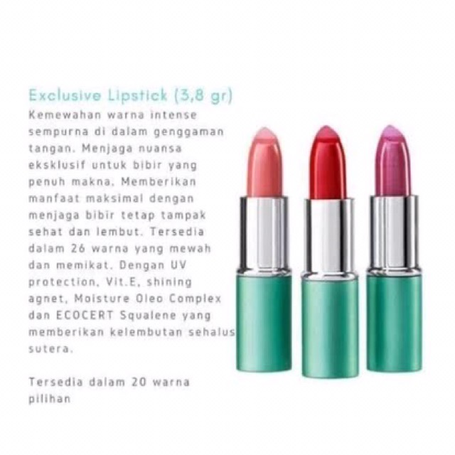 WARDAH Exclusive Moist Lipstick Indonesia / 3.5g With Vitamin E And Aloe Vera Extract / Smooth Texture Intense Color And Moisturize Lips / Warna Intense Glosy Finish Melembabkan Moisturizing / Cosmetic Makeup Make Up Series / Lip Matte Cream Lipstik Bibir