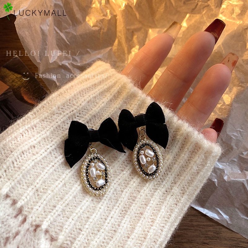 Anting Busur Antik Untuk Wanita Mutiara Drop Earrings Perhiasan Aksesoris Fashion