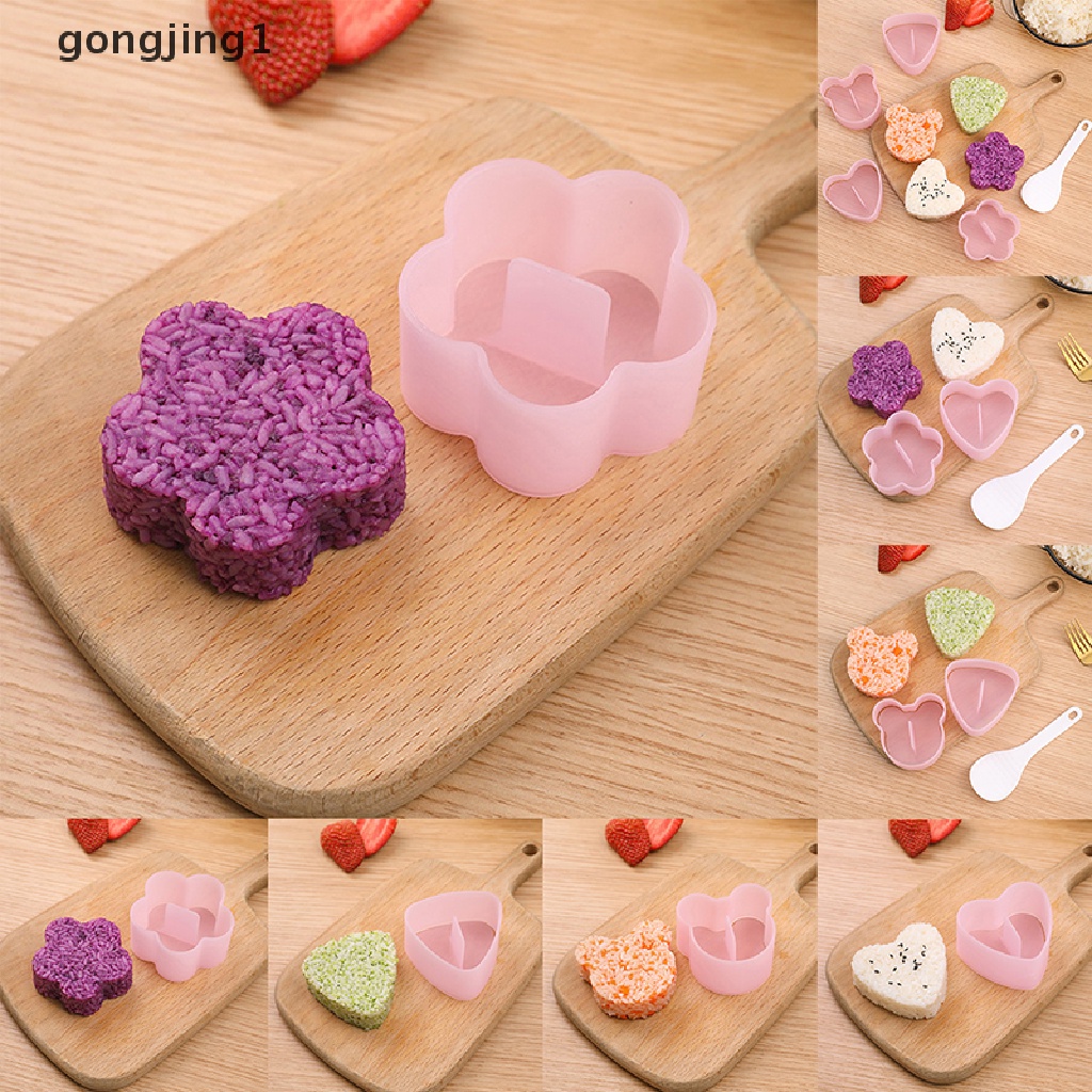 Ggg Alat Bento Makanan Anak DIY Sushi Mold Triangle Love Plum Blossom Bear Rice Ball Mold Anti Lengket Dapur Sushi Making Kit Seaweed Press Device Mold Bento Sushi Tools ID