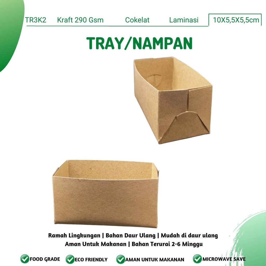 Tray Food Paper Tray Food Tray Nampan (TR3K2-10.5X5.5X5.5 Cm)