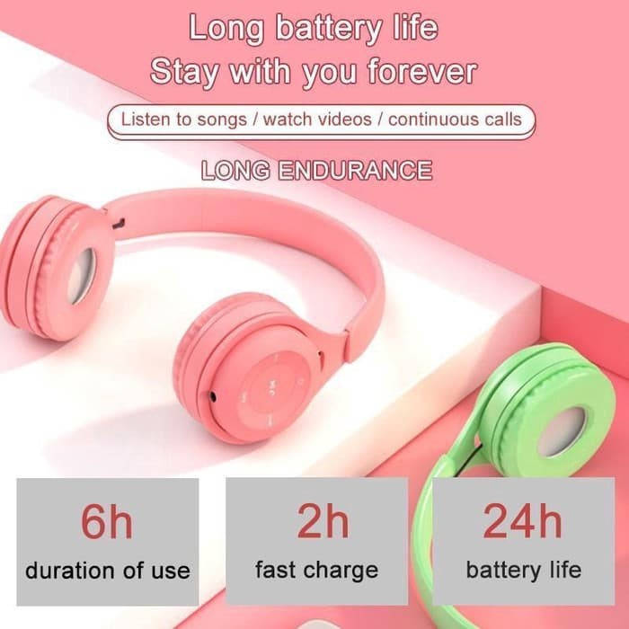 Headphone Extra Bass Wireless Y08 Macaron Bluetooth Headphone