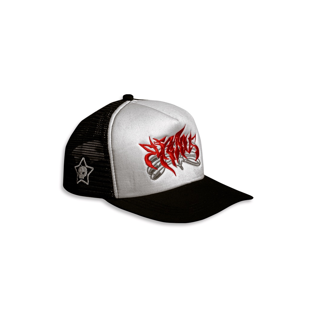 Trucker Hat Elfamous Black White "BONES"
