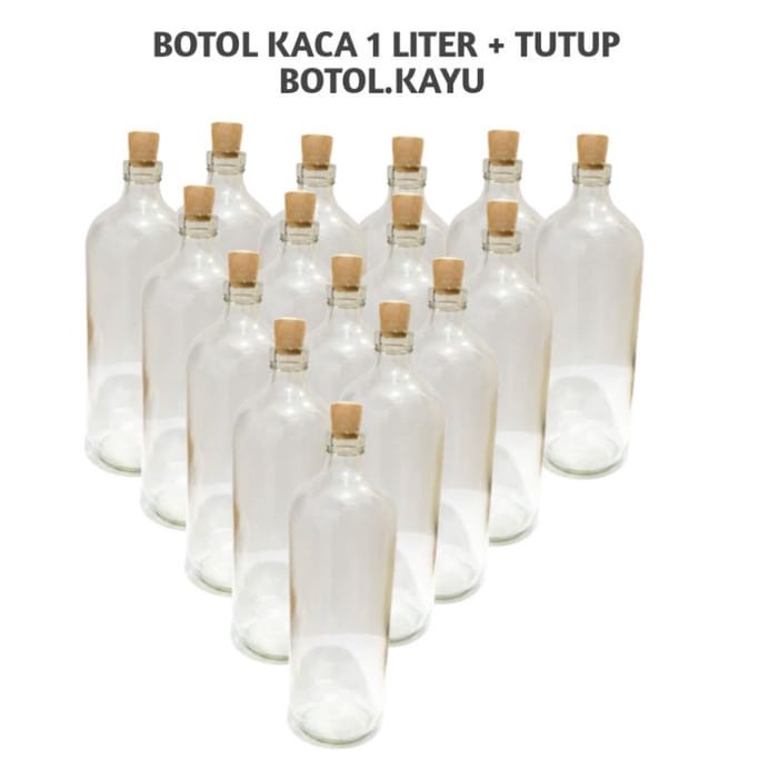 BOTOL BENSIN 1 LITER BARU  + tutup plug  /  BOTOL KACA BENING BOLLES BOTOL BOTOL  JAMU / BENSIN 1 LITER  1000 ml GOSEND