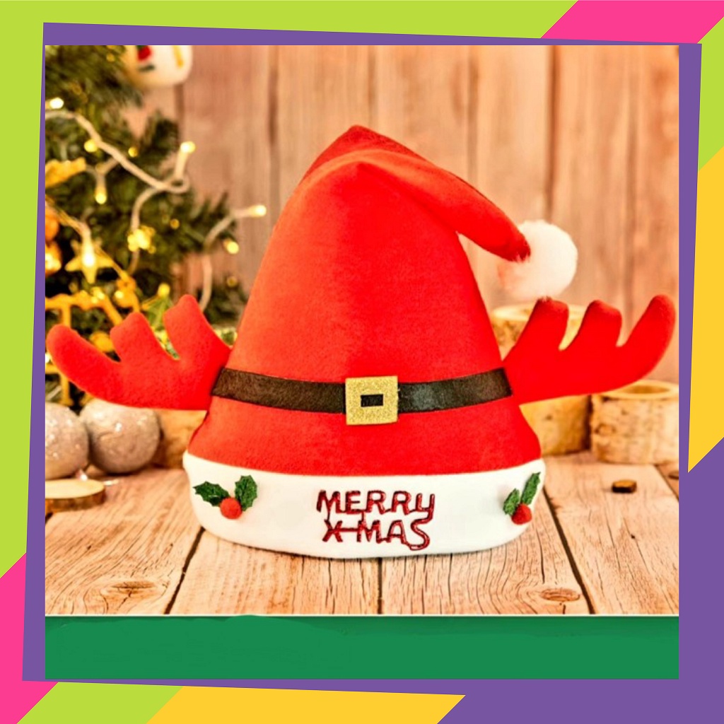 1831 / Topi Natal tanduk rusa / Topi santa claus / Topi Merry Christmas