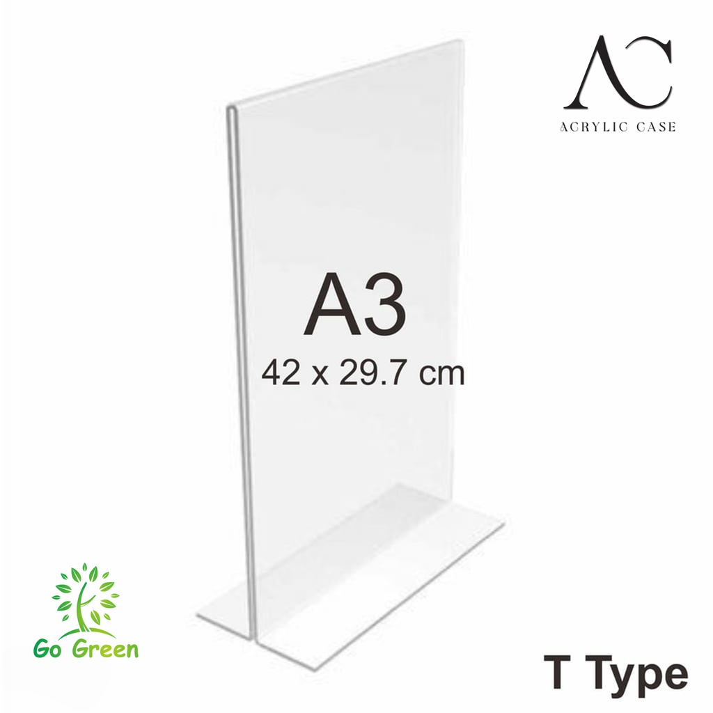

Acrylic Tent Card Holder A3 / Tempat Brosur Meja Akrilik A3 T Type / A3 T Type 2 Sisi