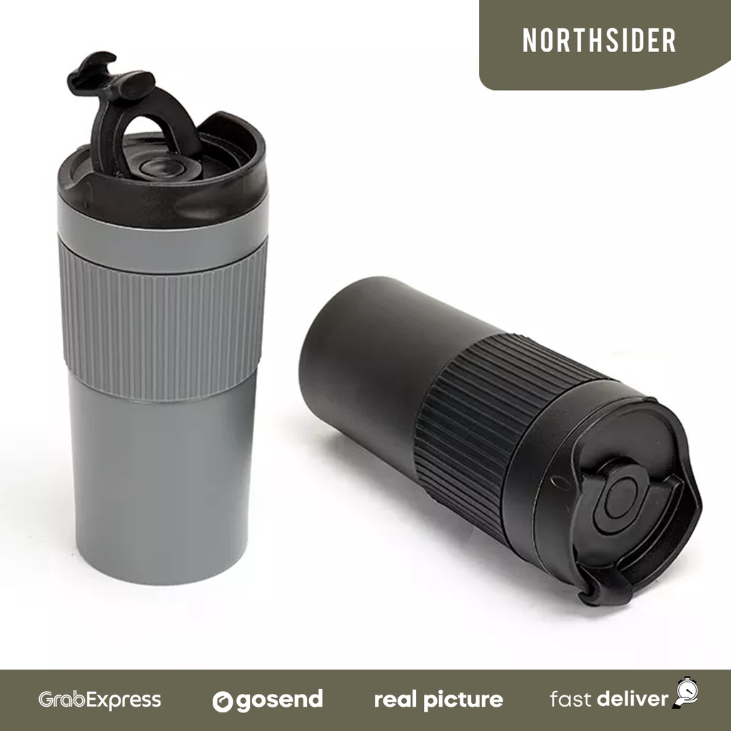 FRENCH PRESS TUMBLER KOPI TEH COFFEE 400ML STAINLESS STEEL RUBBER GRIP