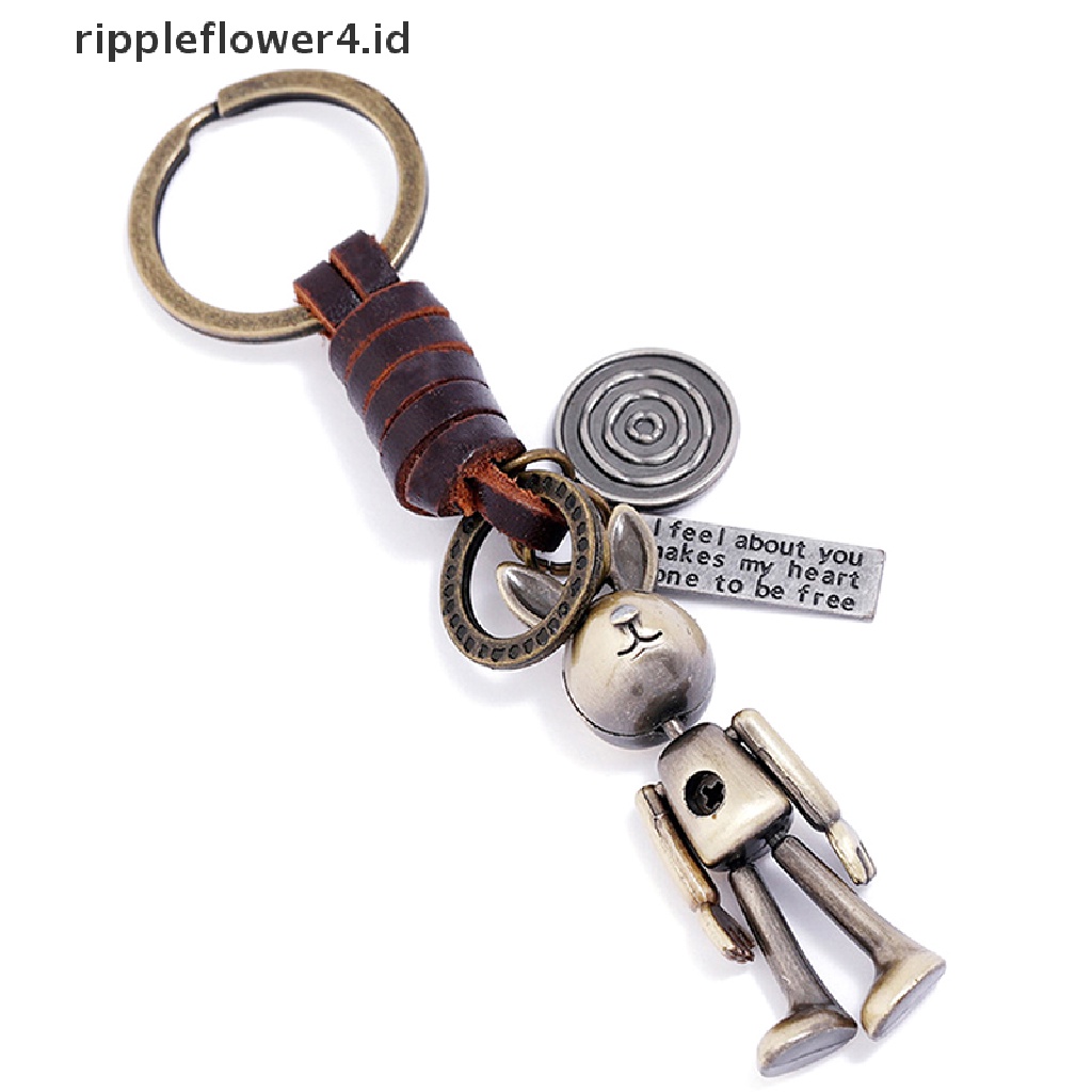 {rippleflower4.id} Vintage Ukiran Bronze Robot Ransel Mobil Gantungan Kunci Aksesoris Fashion Hadiah~