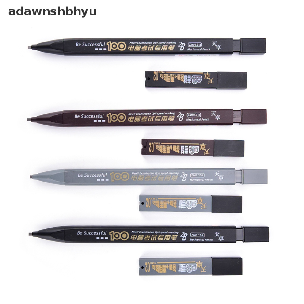 Adawnshbhyu 2B Hitam Lead Holder Ujian Pensil Mekanik Dengan Lead Refill Set Perlengkapan Kantor ID