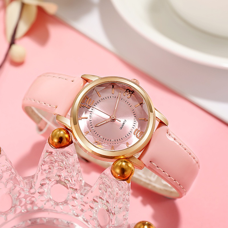 Rowling (Jam-85) Jam Tangan Wanita Bulat  Jam Tangan Wanita Quartz dengan Strap kulit Sintetis Import TANPA ACCESORIS