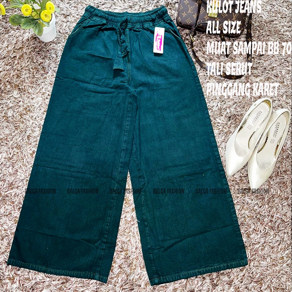CELANA WANITA JEANS KULOT KEKINIAN/CELANA WANITA JEANS WANITA PINGGANG KARET/ALL SIZE FIT TO XL/TALI