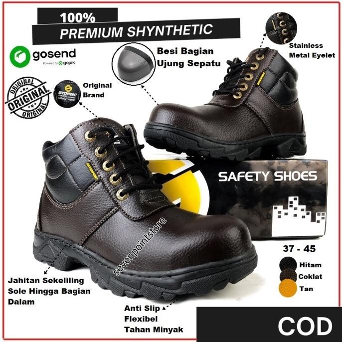 Sepatu Safety Boots Ujung Besi Sepatu Pria Outdoor - Coklat,