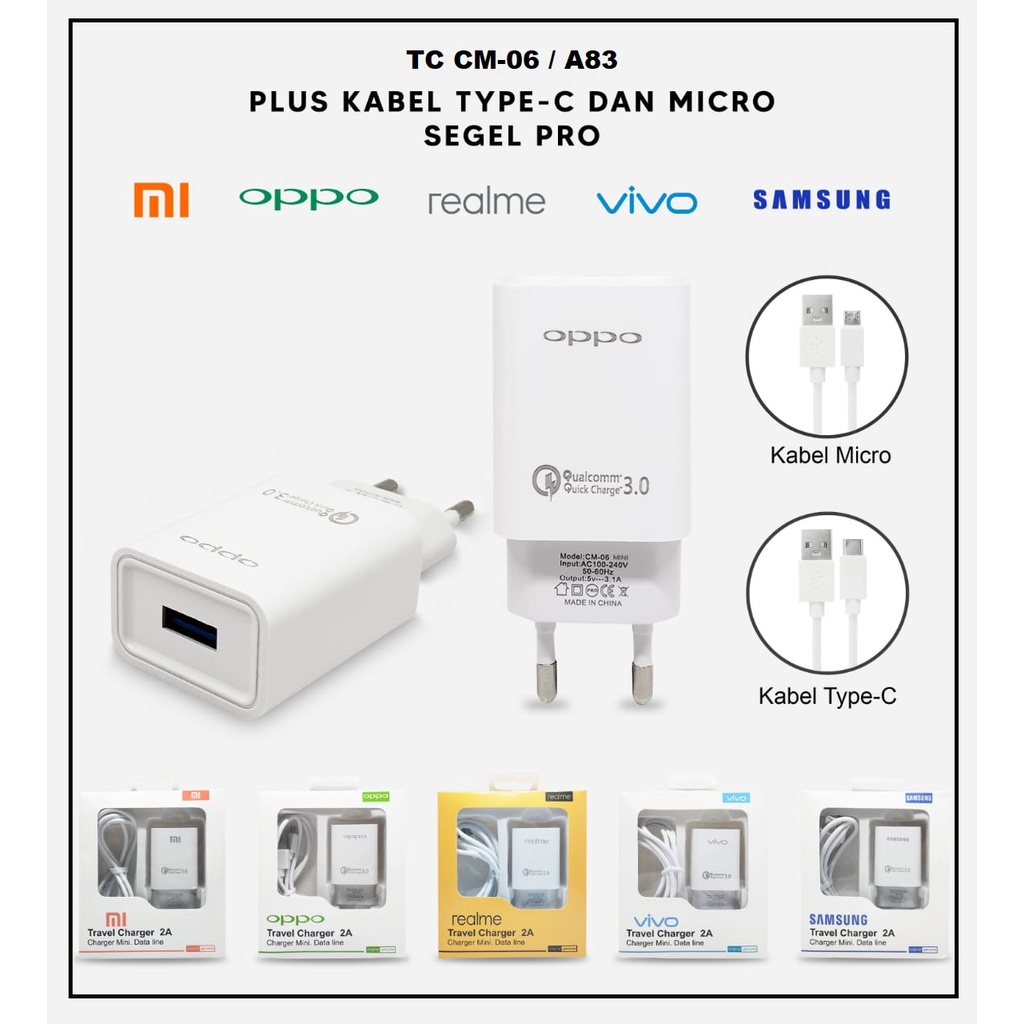 (ba) TC / Travel Charger A83 1 USB Branded 2.1A Micro USB