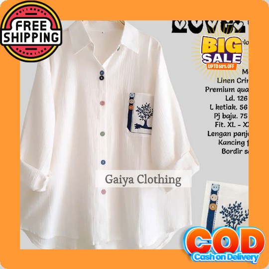 Kemeja Wanita Terkini Viral Bahan Jatuh Tebal Perempuan Premium L7Z0 Vintage Linen Trendy Import Ray