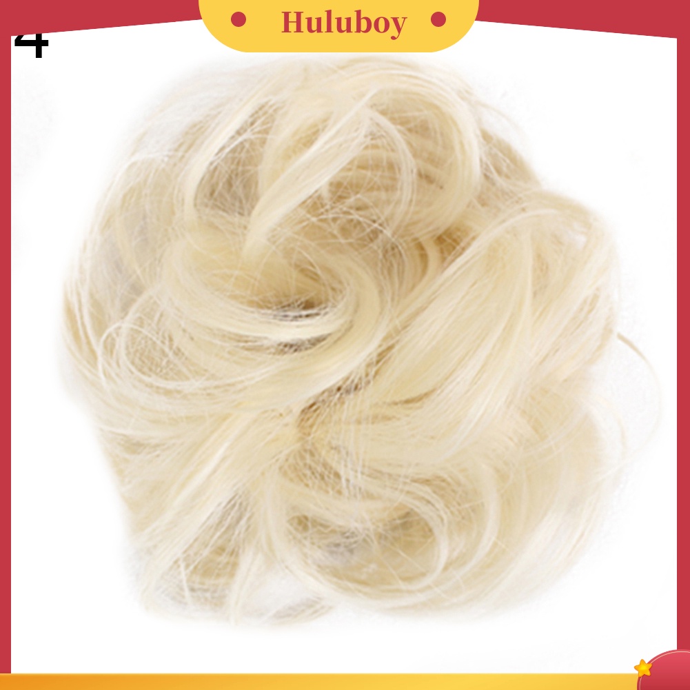 Wig Rambut Ekstensi Model Keriting Gelombang Messy Donut Chignons Untuk Wanita