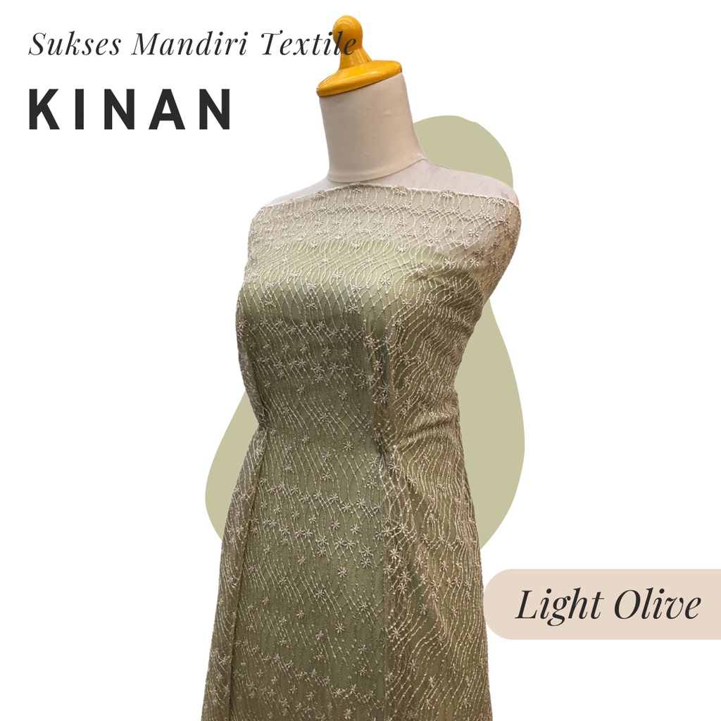 [KINAN] Brukat Tile Premium Mewah Tile Star Warna Light Olive Green Hijau Army | Harga ½ meter = 50 