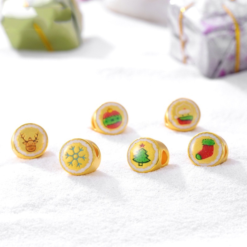 Goldkingdom Perhiasan Fashion Emas Asli Kadar 375Bangkok Aksesoris Ready Stock Hadiah Berlapis Emas 3D Santa Snowman Pasangan Laki-Laki Dan Perempuan Gelang Liontin