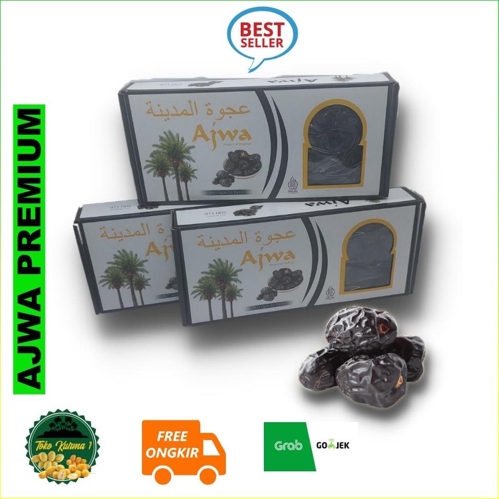 

[BAYAR DITEMPAT] Kurma Ajwa 500g / Kurma Nabi jumbo (kemasan DUS PUTIH)